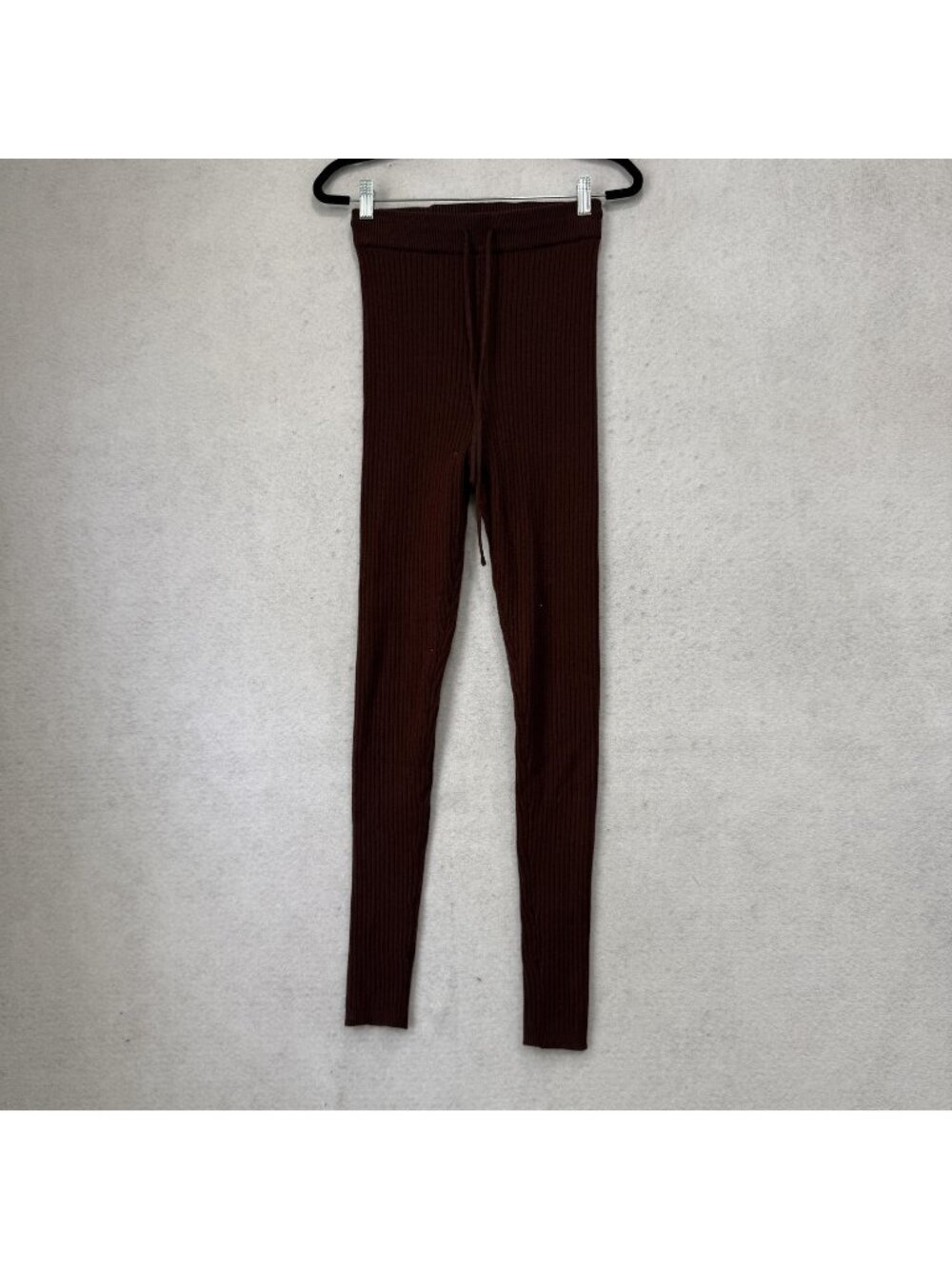Meshki Leggings Womens Small Brown Ribbed High Rise Ankle Knit Pants Stretch
